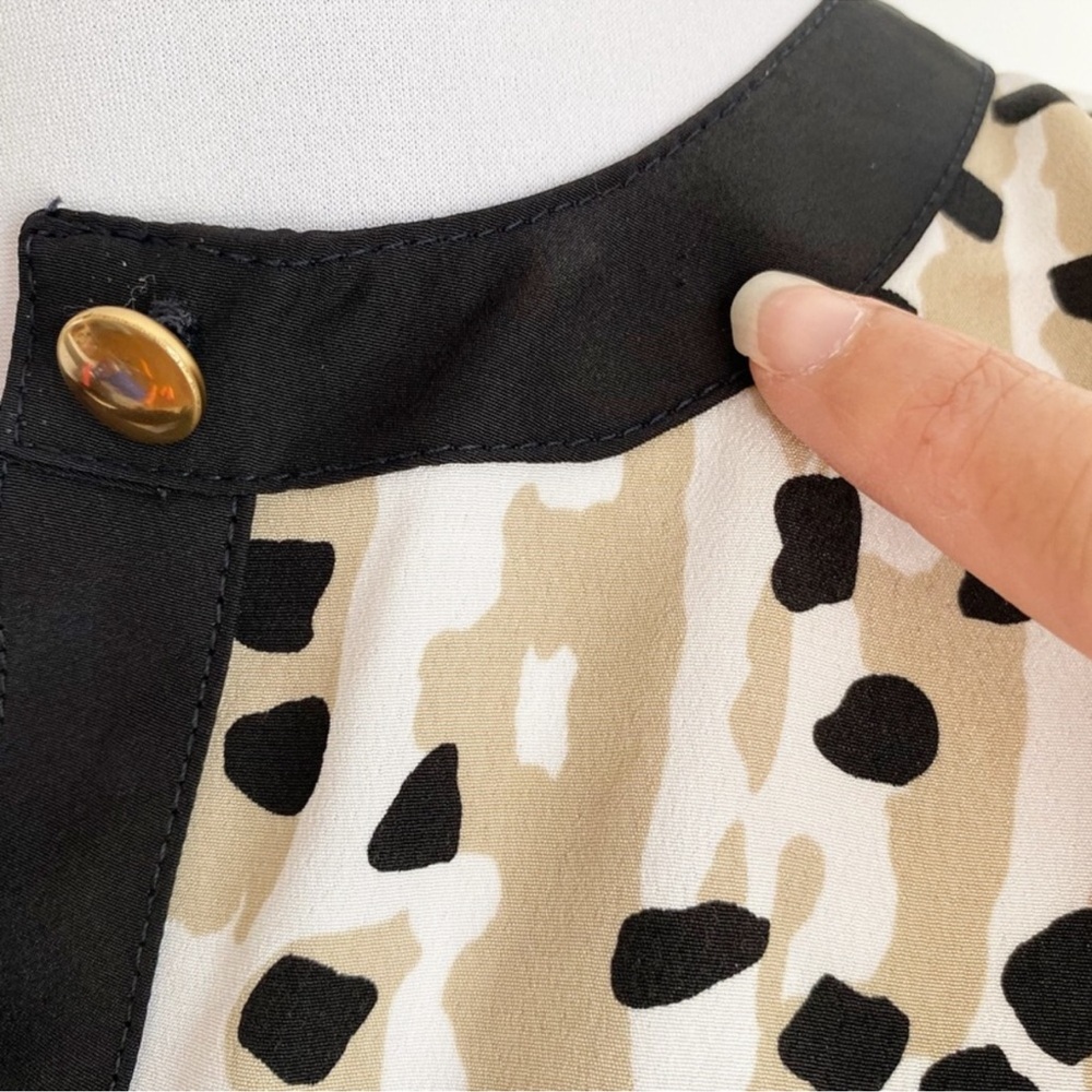 Vintage Andrea Gayle Tan Spotted Prints Button Up Bomber Blouse - Picture 12 of 14